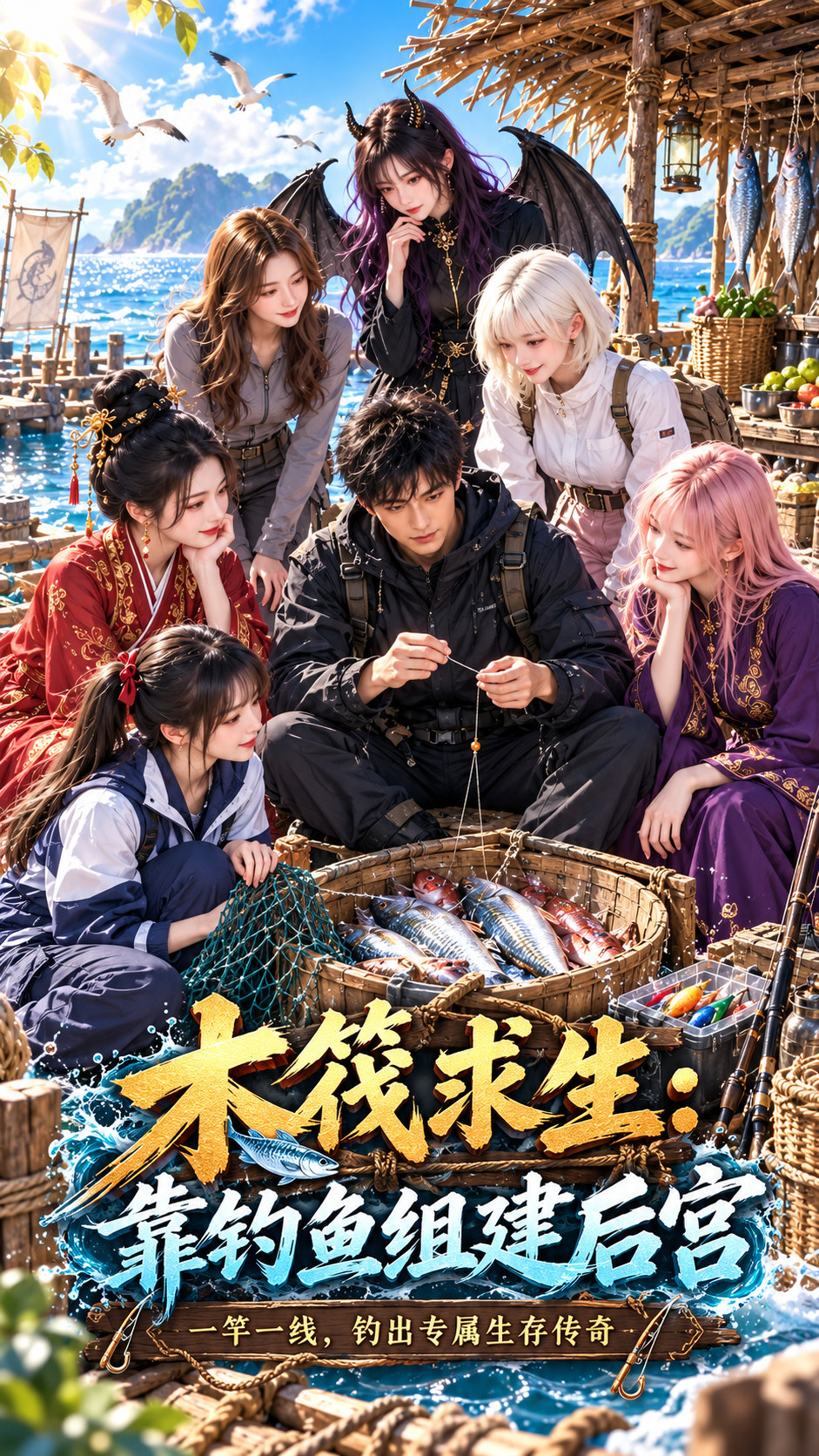 木筏求生靠钓鱼组建后宫